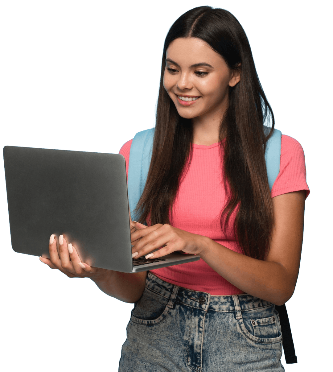 Student coding on laptop